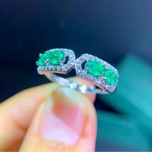 Designer Natural Zambian Emerald ring